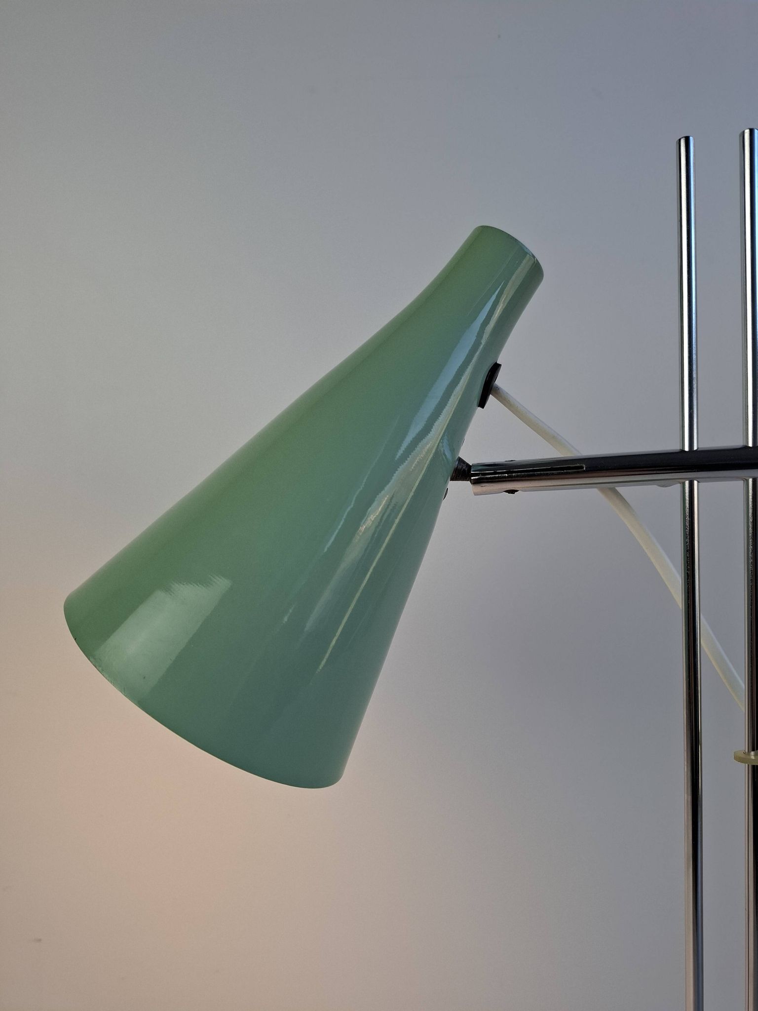 Josef Hůrka for Lidokov Midcentury Modern Table Lamp in Green Metal