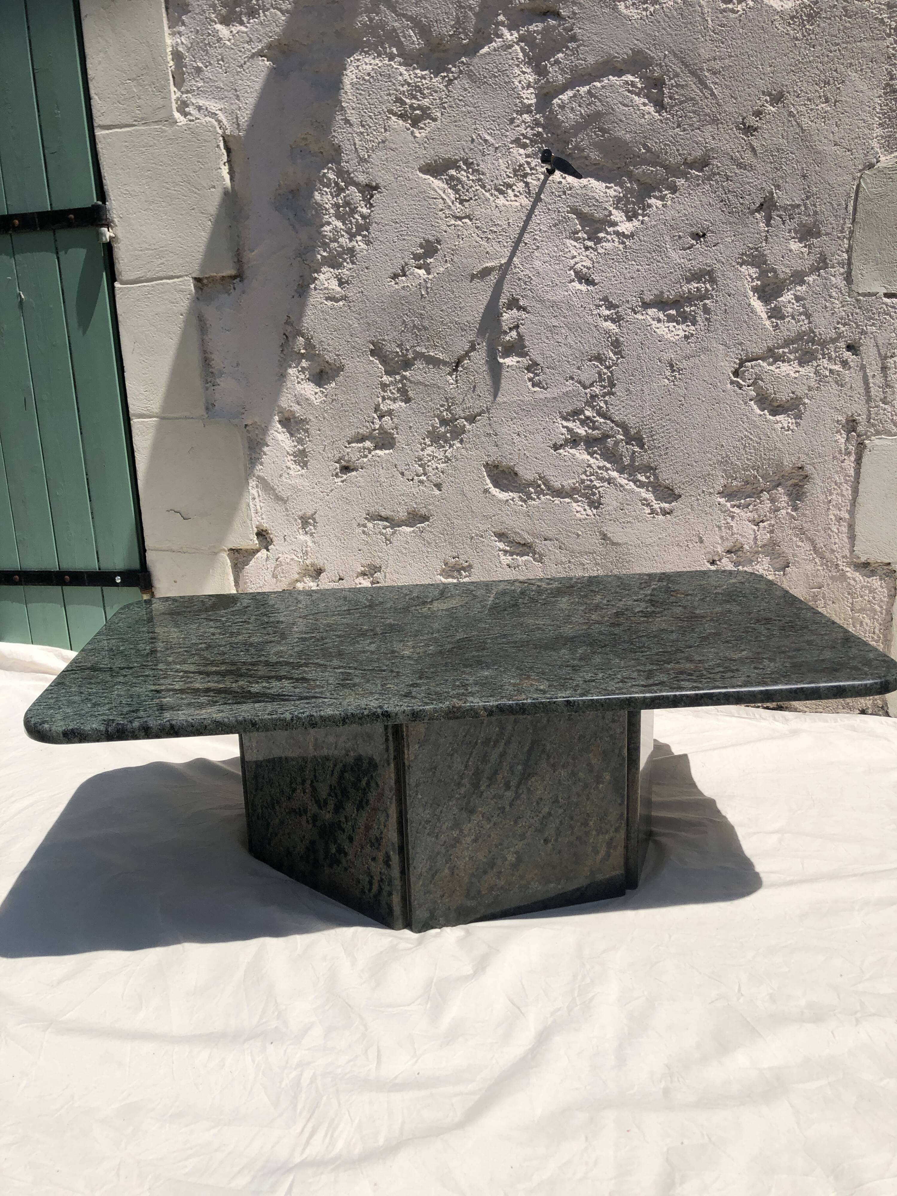 Coffee table in gray green marble