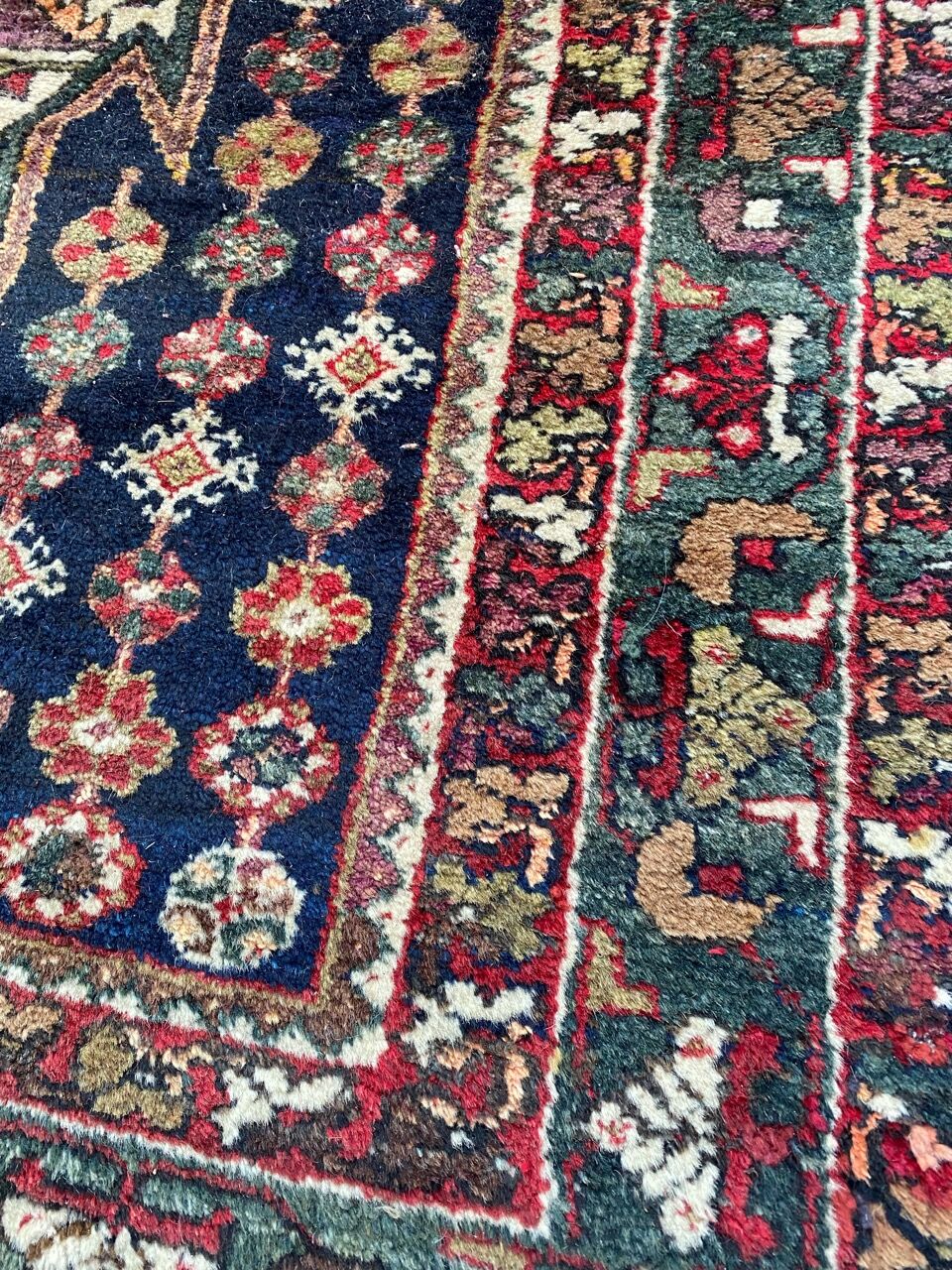 Handmade ancient Persian mazlaghan carpet