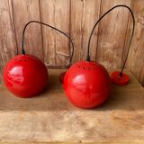 Pair of suspension red ball in metal annes 70