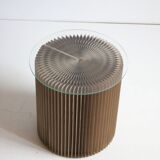 Cardboard Harmonica Side Table With Glass Top, 1970s