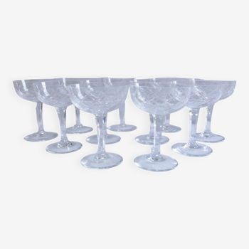 Service Coupe à champagne en cristal taillé lot de 11 verre à pieds