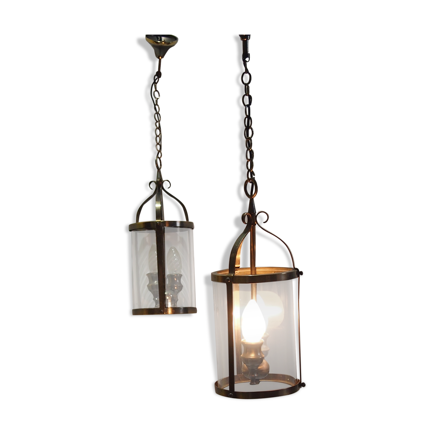 Pair of Vintage Lantern/Brass Suspension