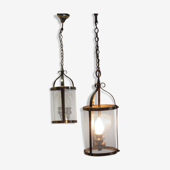 Pair of Vintage Lantern/Brass Suspension