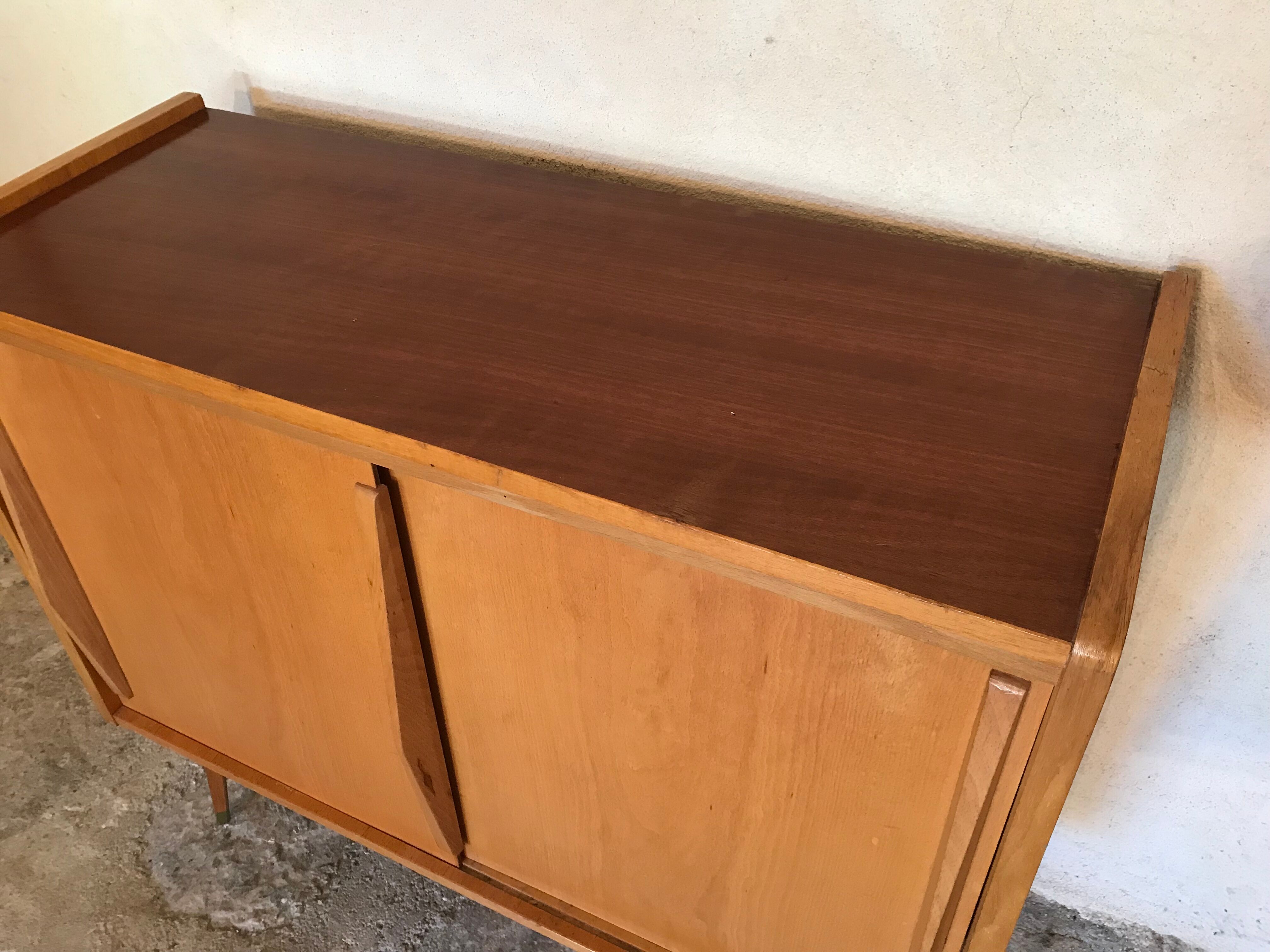 Vintage storage cabinet sliding doors and compass legs