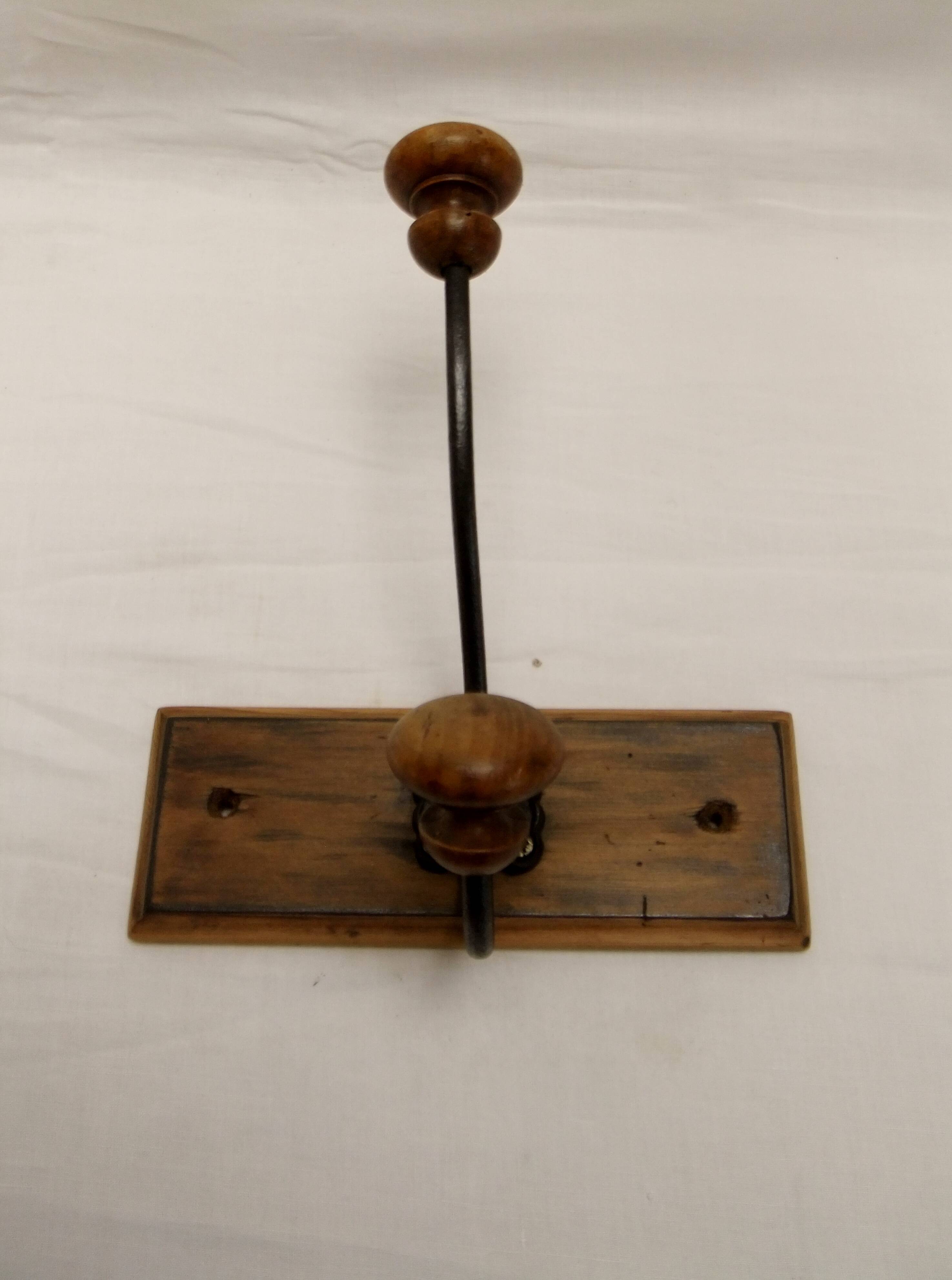 Wall coat rack hook wrought iron wood