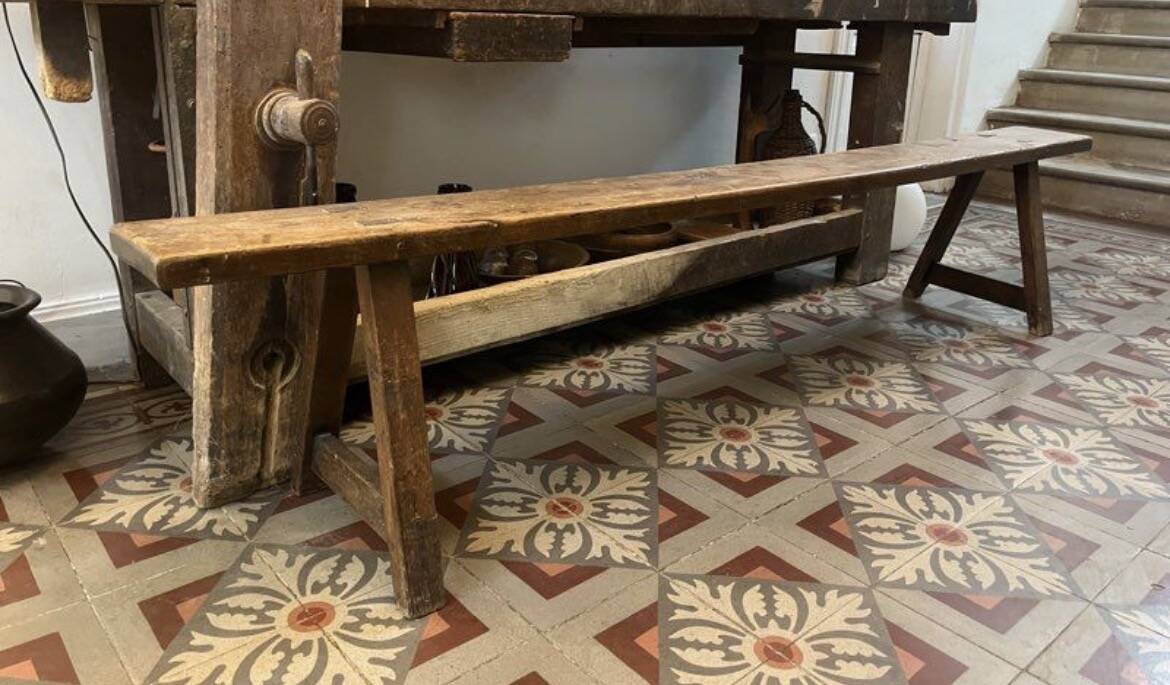 Old farmhouse bench in solid oak