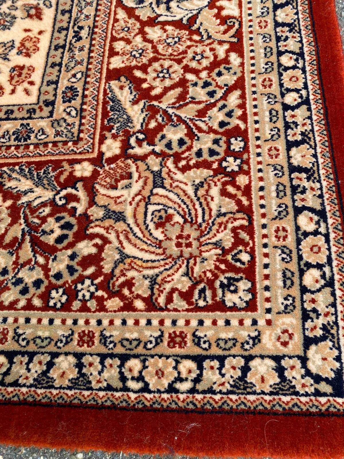 Large industrial Persian carpet in burgundy wool, carpet sample 250x350cm.