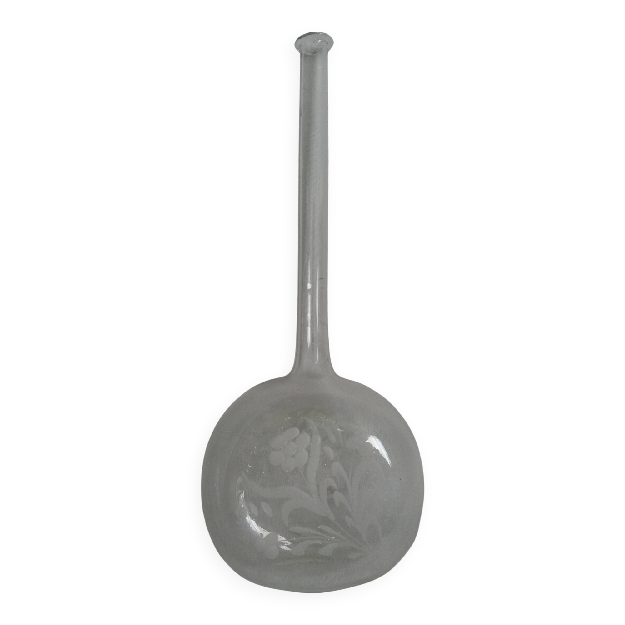 Blown glass soliflore with sandblasted decoration
