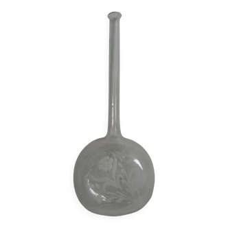 Blown glass soliflore with sandblasted decoration