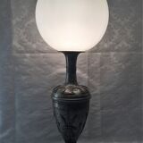 Atypical metal lamp medieval globe opaline style