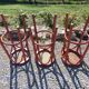 3 wooden bar stools with caning