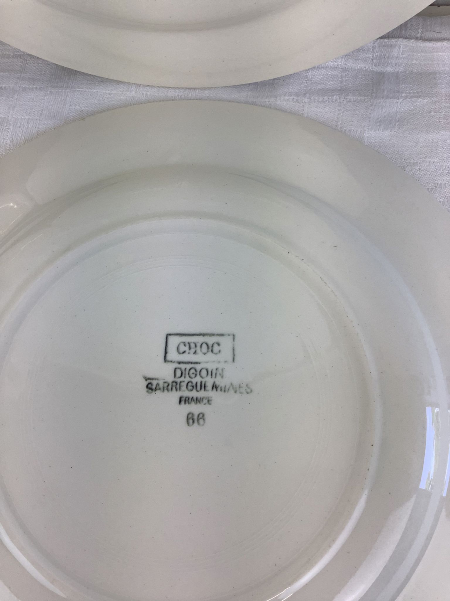 6 old Digoin soup plates