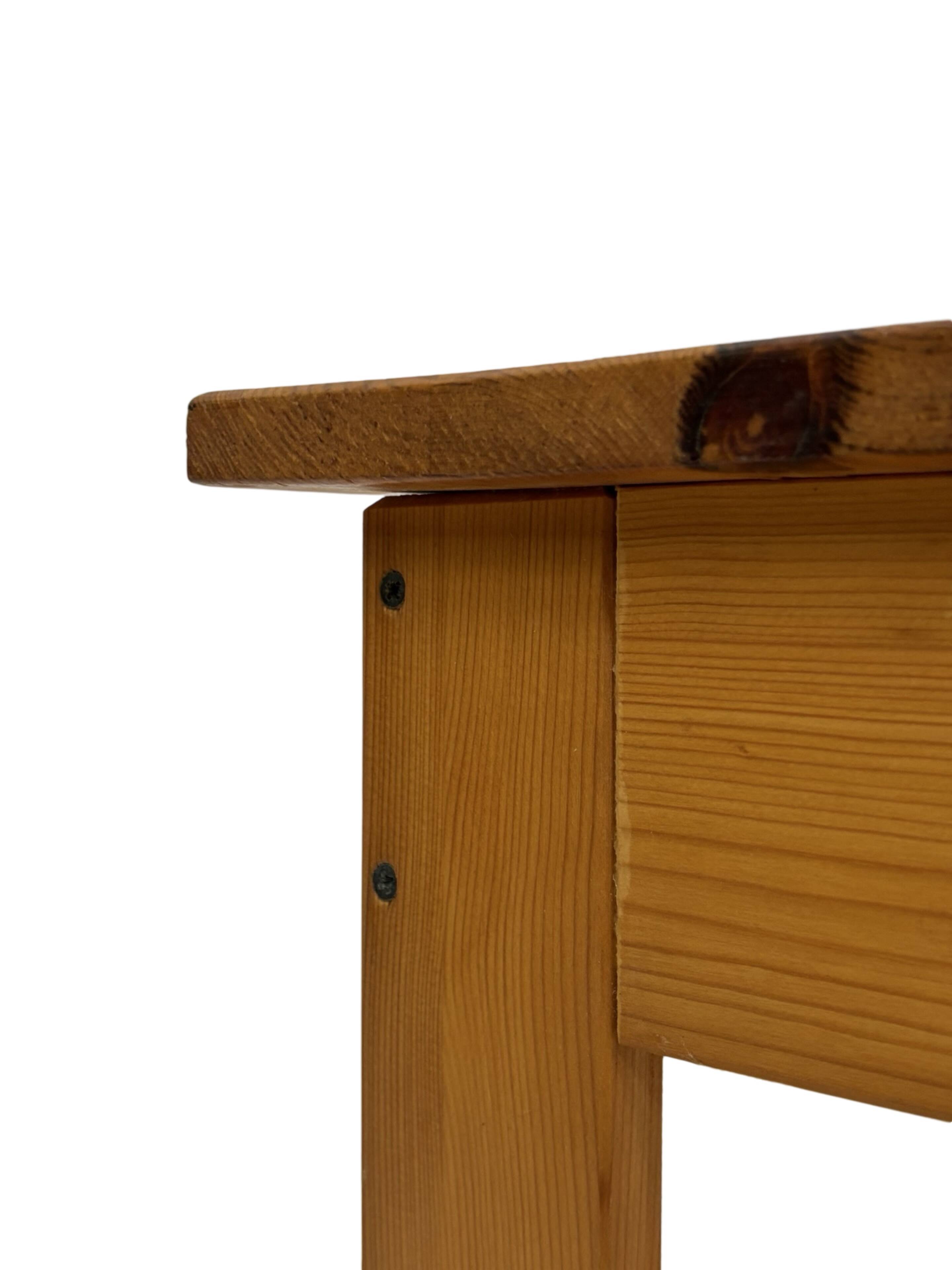 Vintage pinewood bedside table compact design 70's