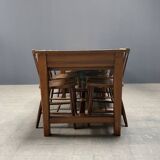 Large antique drapery fabric table