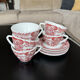 5 cups and 5 saucers Rivanel in red opaline from the 1970s.