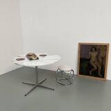60s marble table with chrome cross base