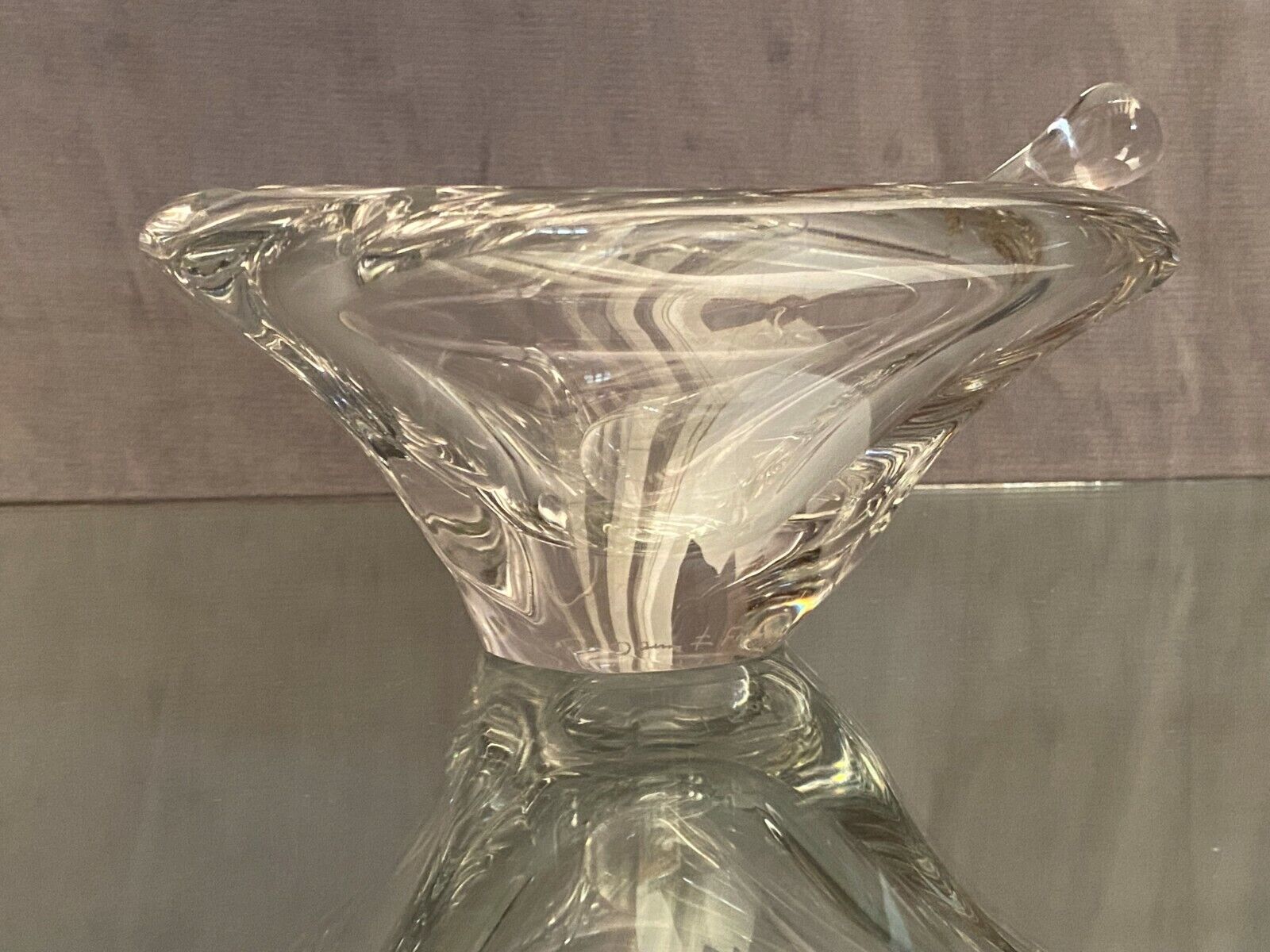Mortar with crystal pestle signed daum