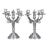 Pair of silver-plated candelabra, Louis XVI style – late 19th century