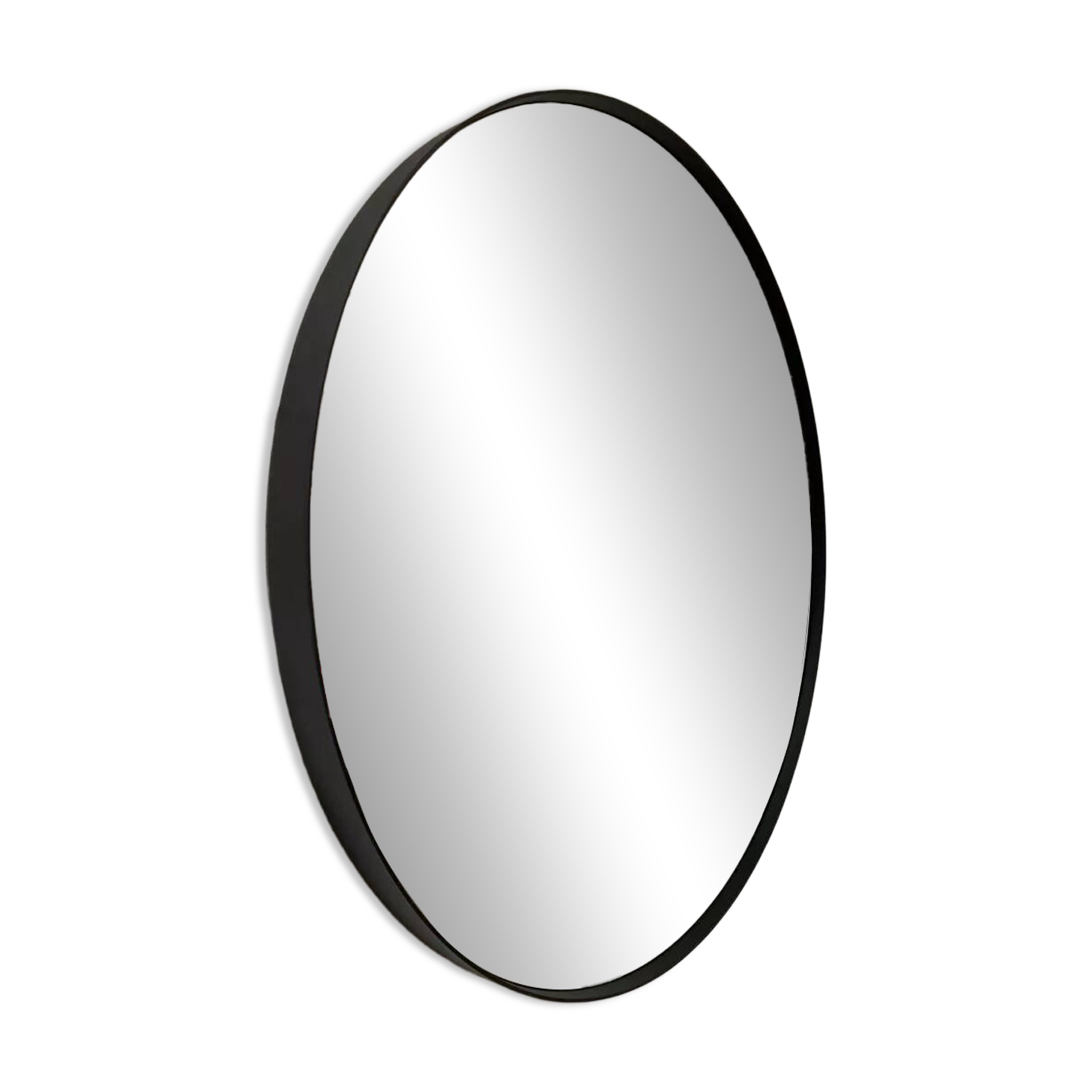 XL round mirror 91cm with black metal frame