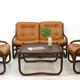 Italian Bamboo, Rattan, and Leather Living Room Set, 1970s
