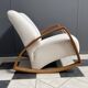 Large white boucle fabric rocking chair