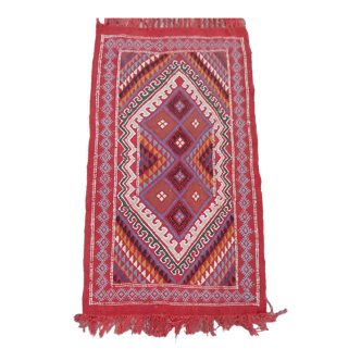 Handmade red Berber margoum carpet