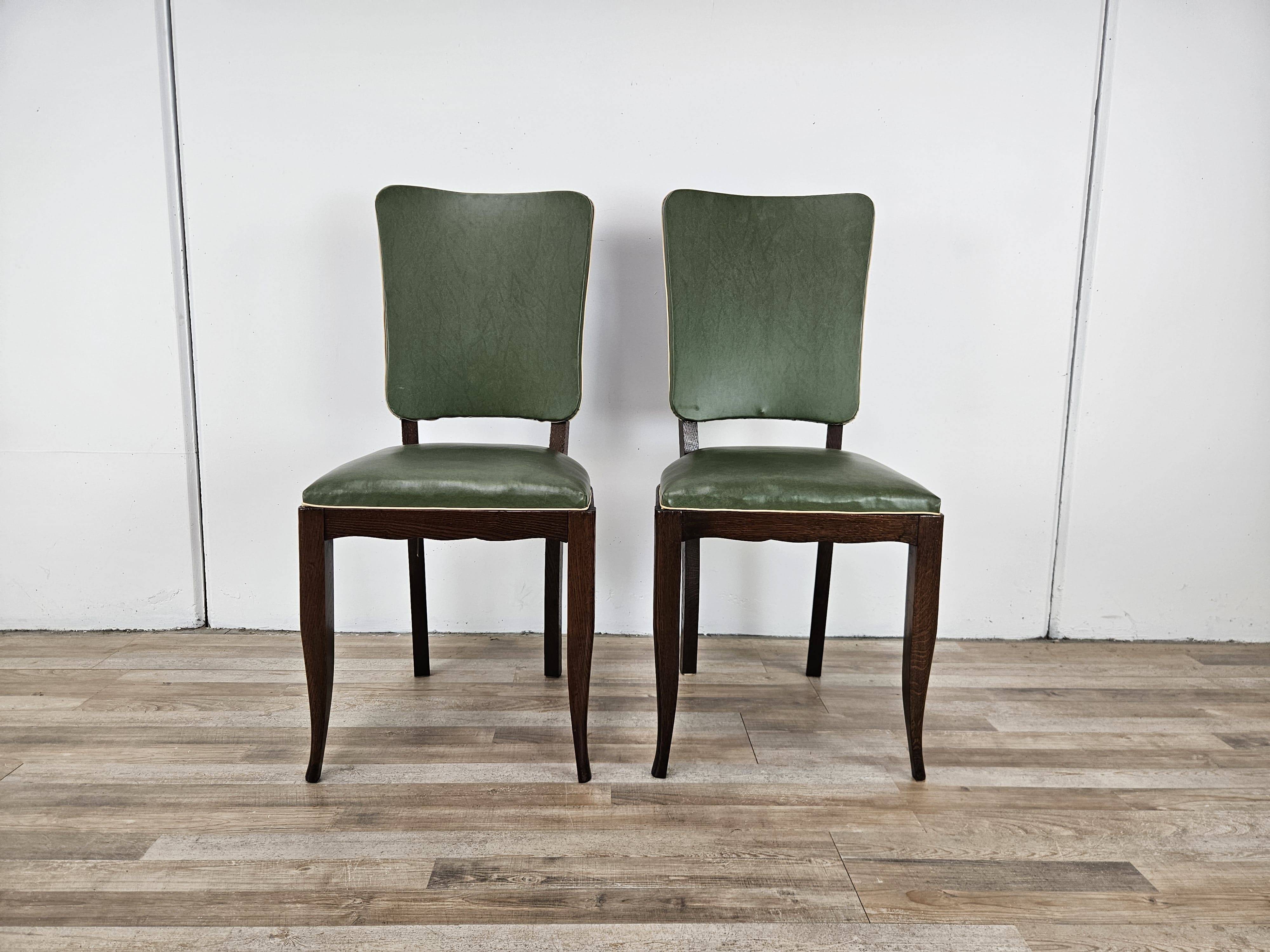 Set of 8 Art Decò oak dining chairs, 1950