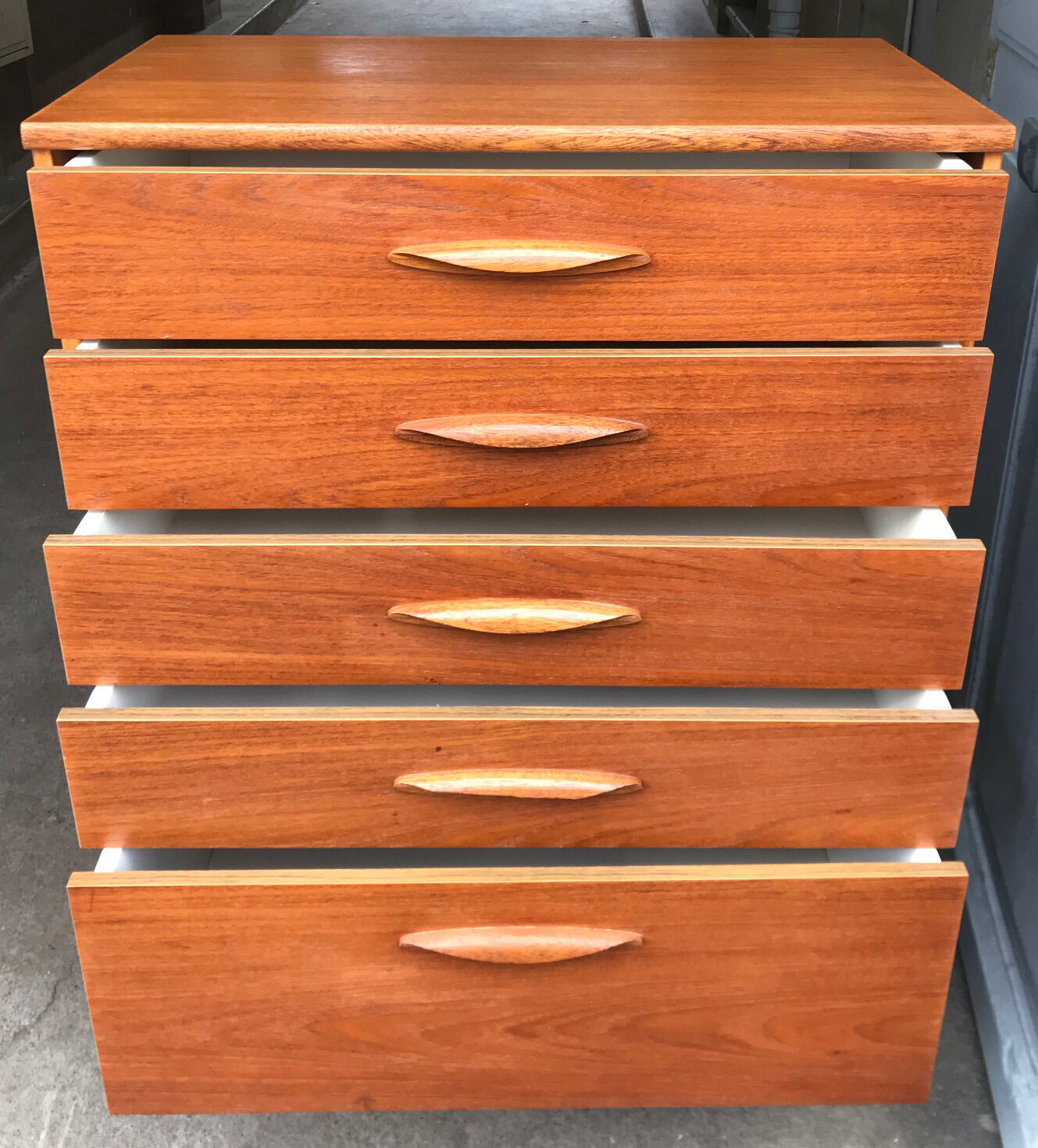 Tall teak chest of drawers from the 1960s