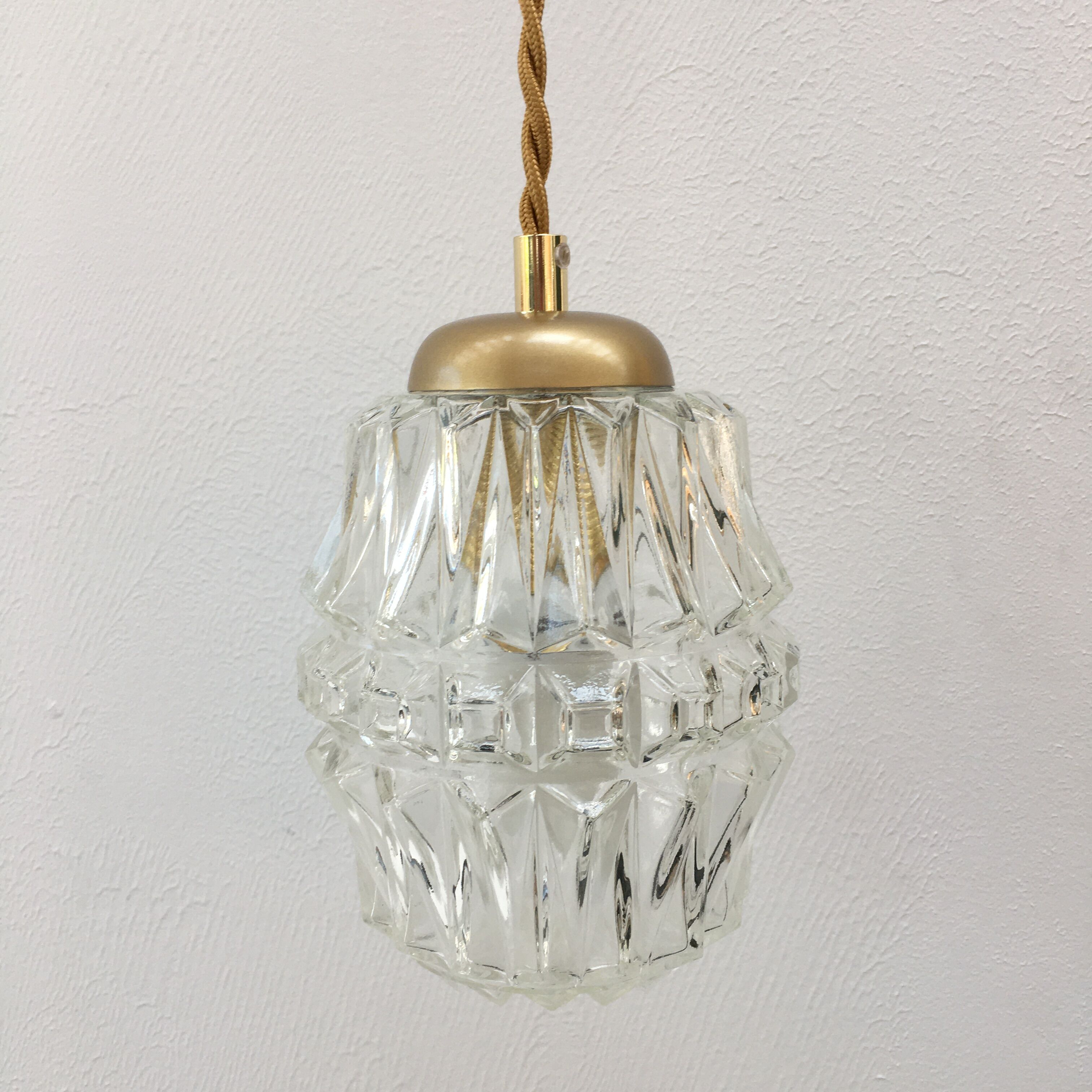 Vintage molded glass pendant lamp