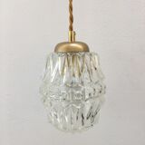 Vintage molded glass pendant lamp