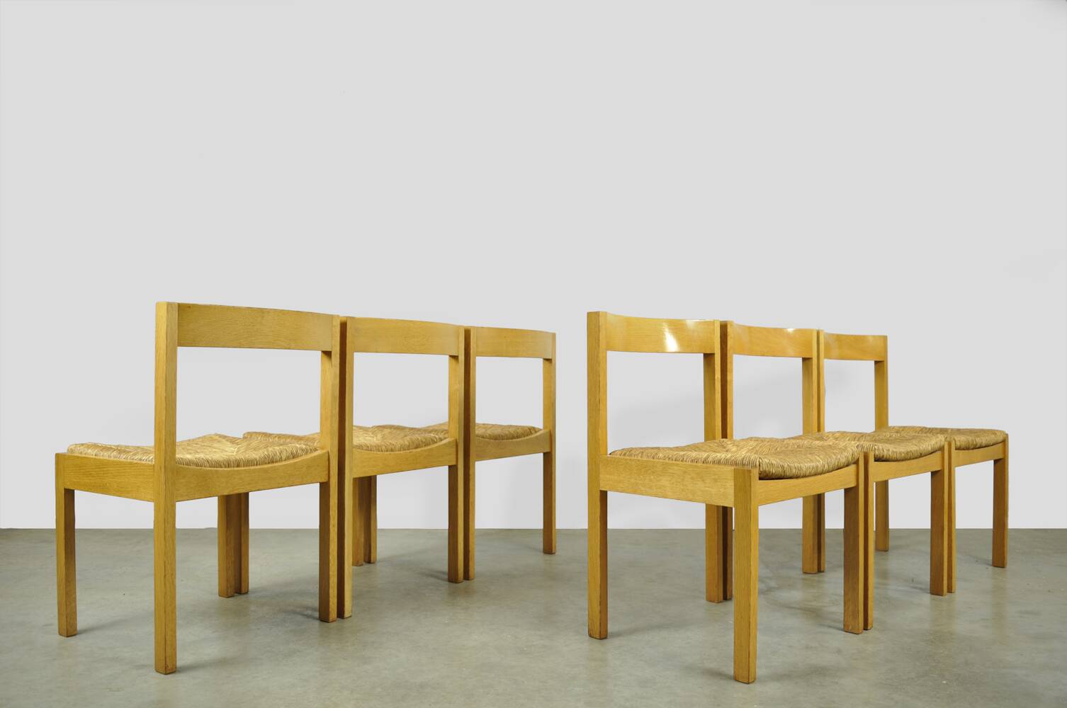 Chaises de salle à manger vintage en chêne et osier dutch design, gerard geytenbeek, années 1960
