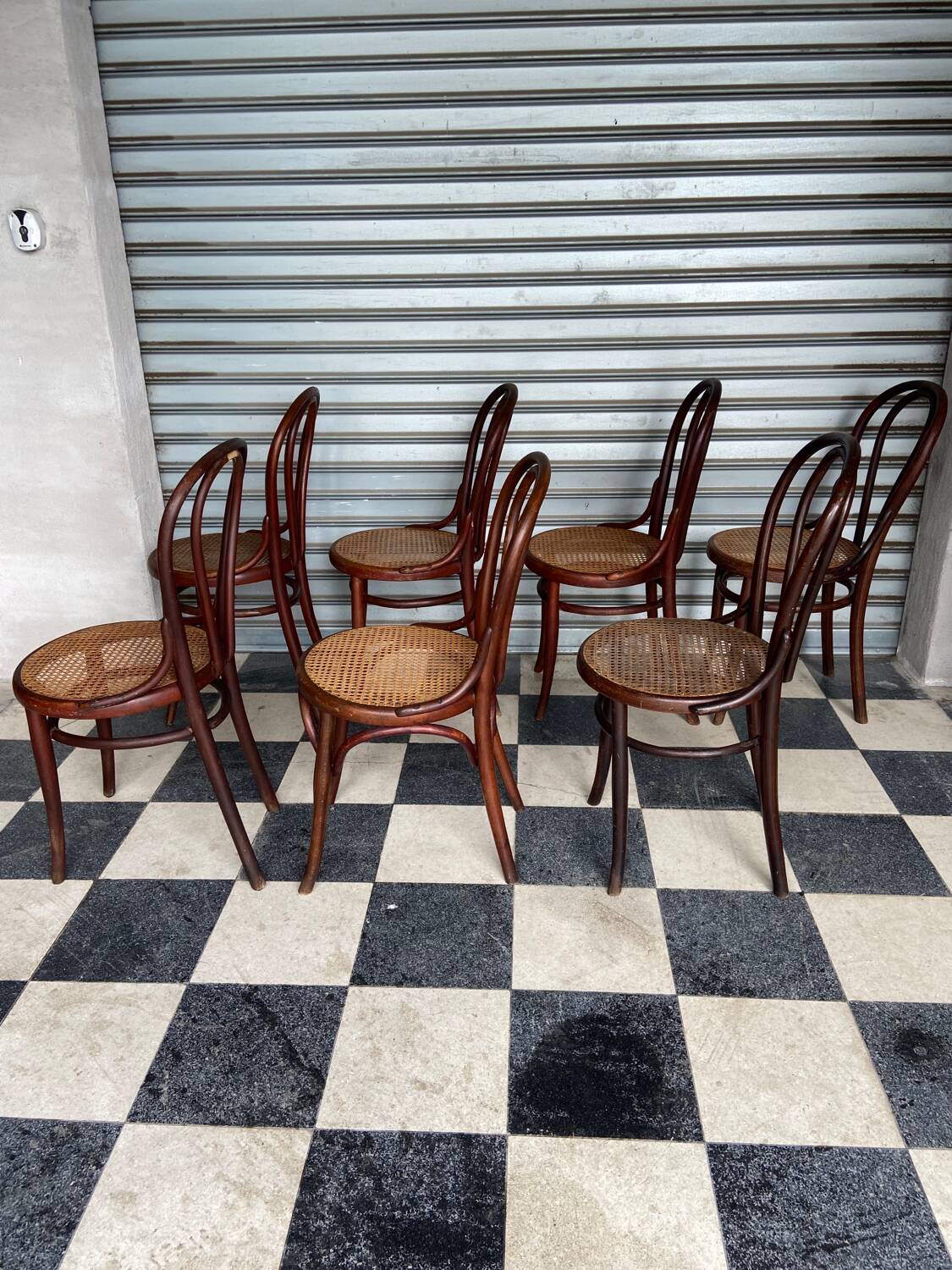 Set of 7 Thonet bistro chairs