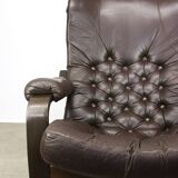 Fauteuil de salon luxueux en cuir, années 1970