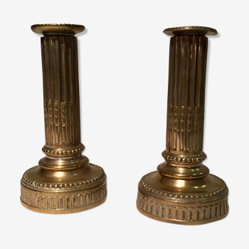 Pair of candlesticks era bronze Louis XVI