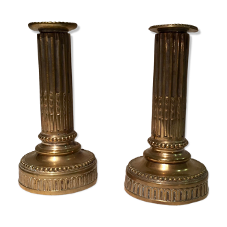 Pair of candlesticks era bronze Louis XVI