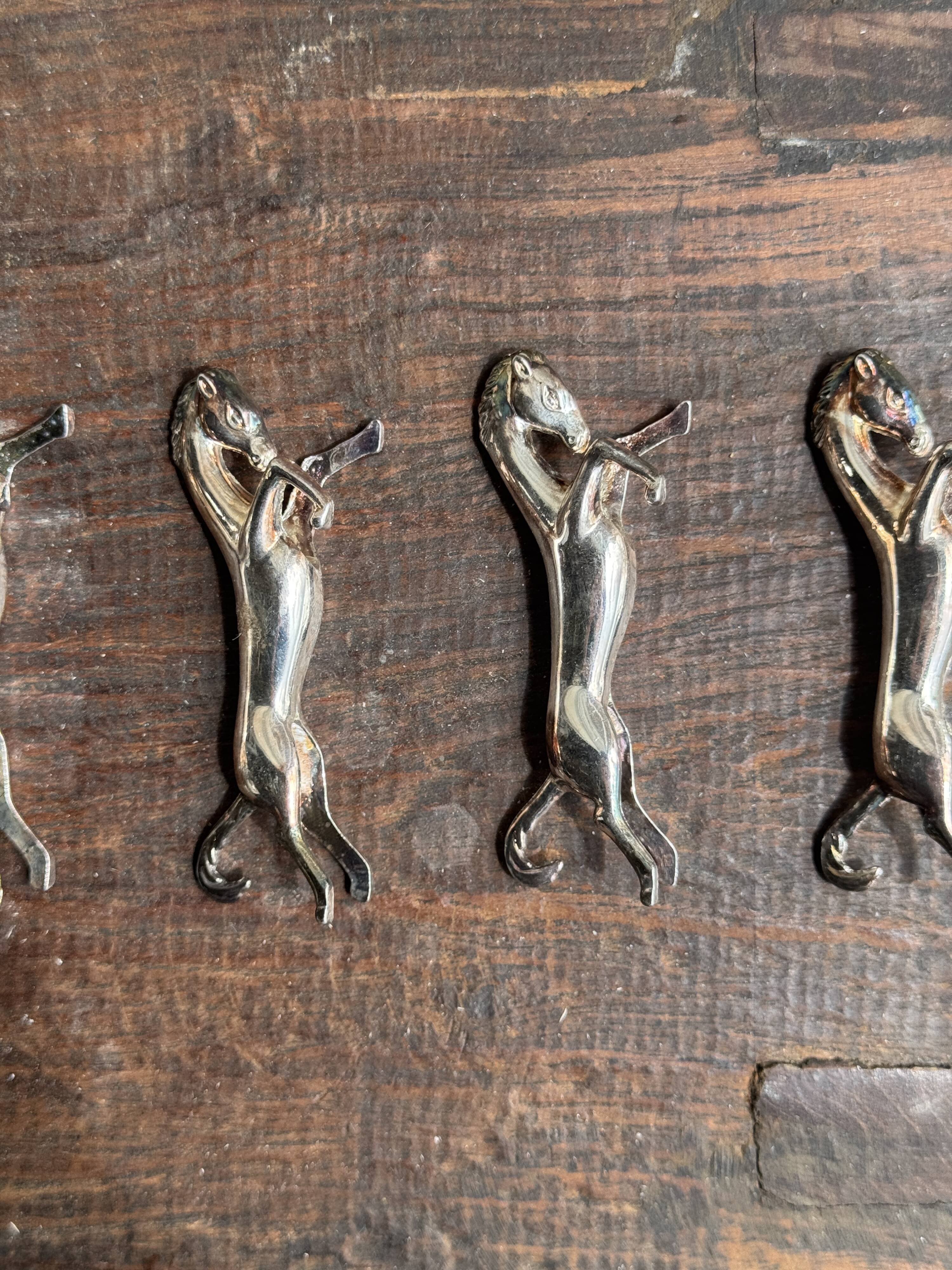 Set of 6 silver-plated horse knife rests L8 H2