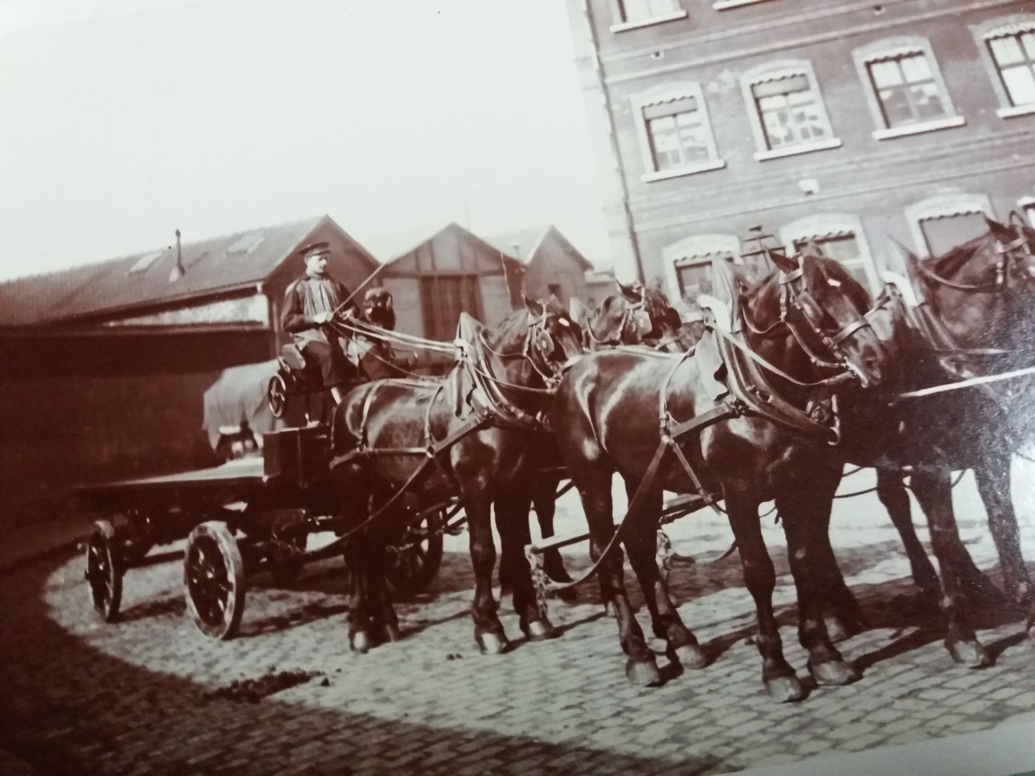 Old photograph 1900 horse-drawn carriage and coachman State Railways