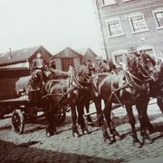 Old photograph 1900 horse-drawn carriage and coachman State Railways