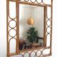 Miroir en bambou et rotin organique moderne du milieu du siècle, style Franco Albini, années 1960.