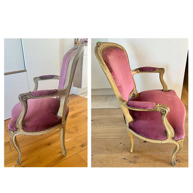 Pair of Louis XV style cabriolet armchairs