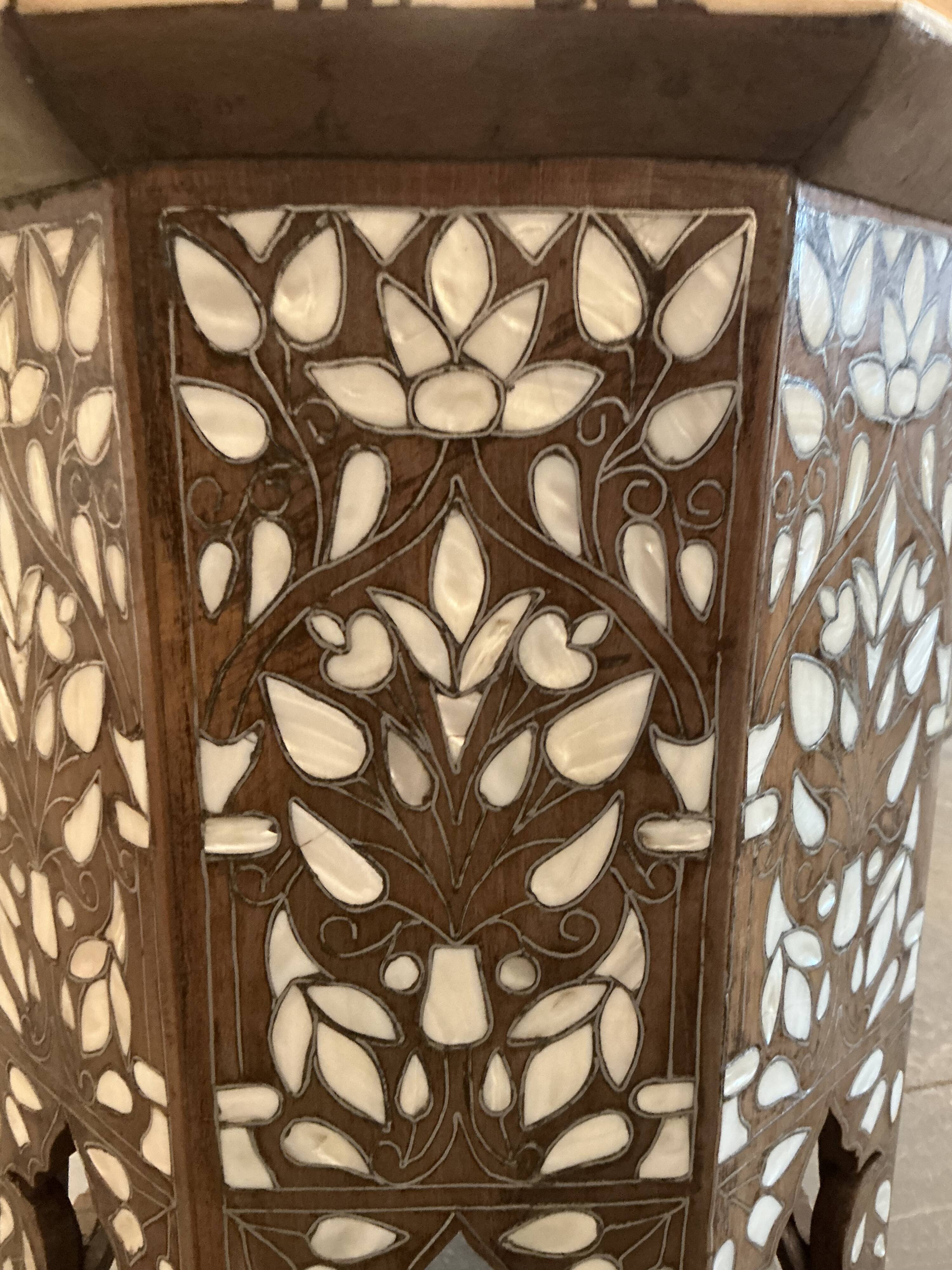 Syrian Octagonal Pedestal Table Inlaid with Mother-of-Pearl