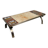 Jean Gregorieff coffee table for Roche Bobois, ceramic and brushed steel