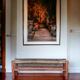 Wooden bench and woven rope