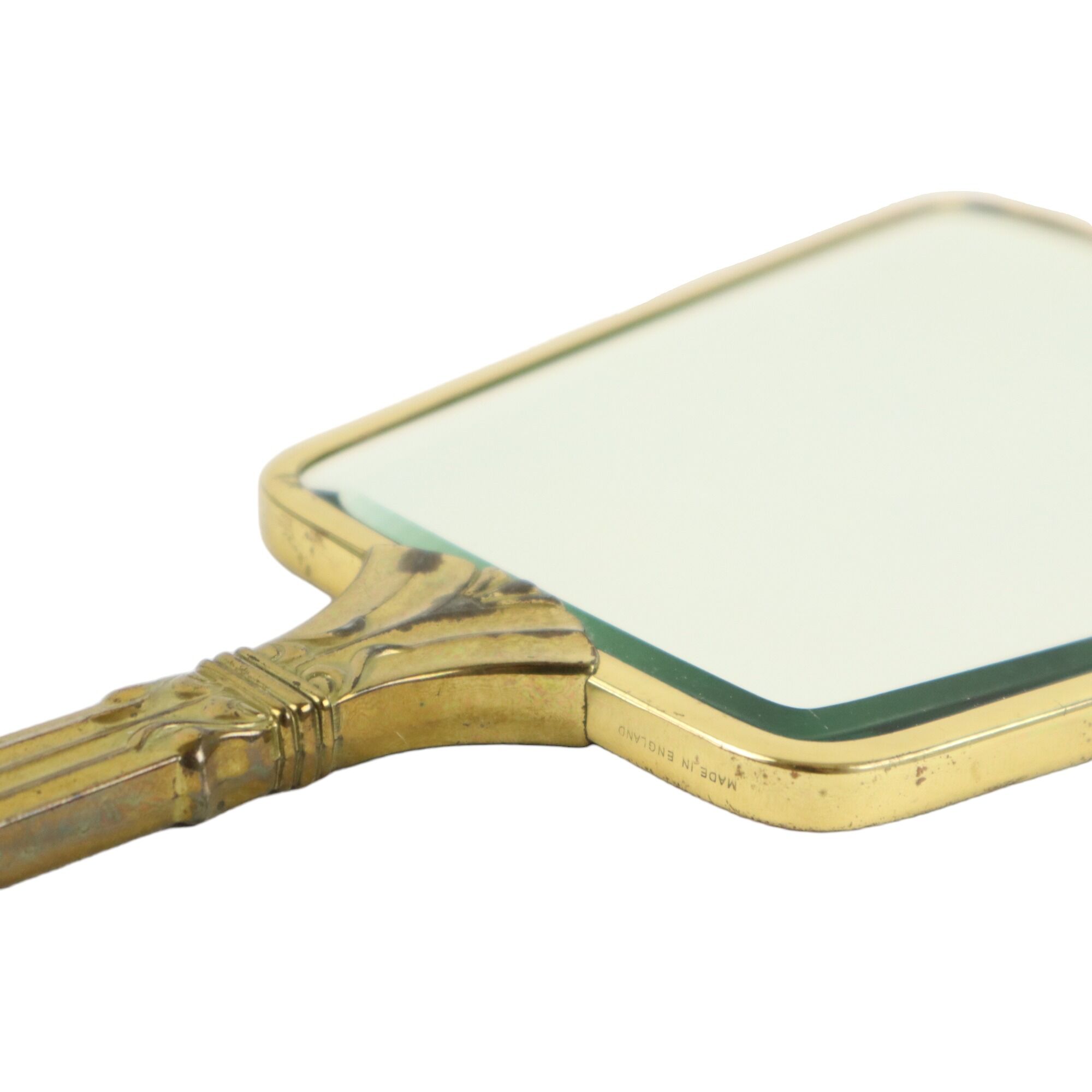 French art deco hand mirror makeup mirror brass facet 31cm