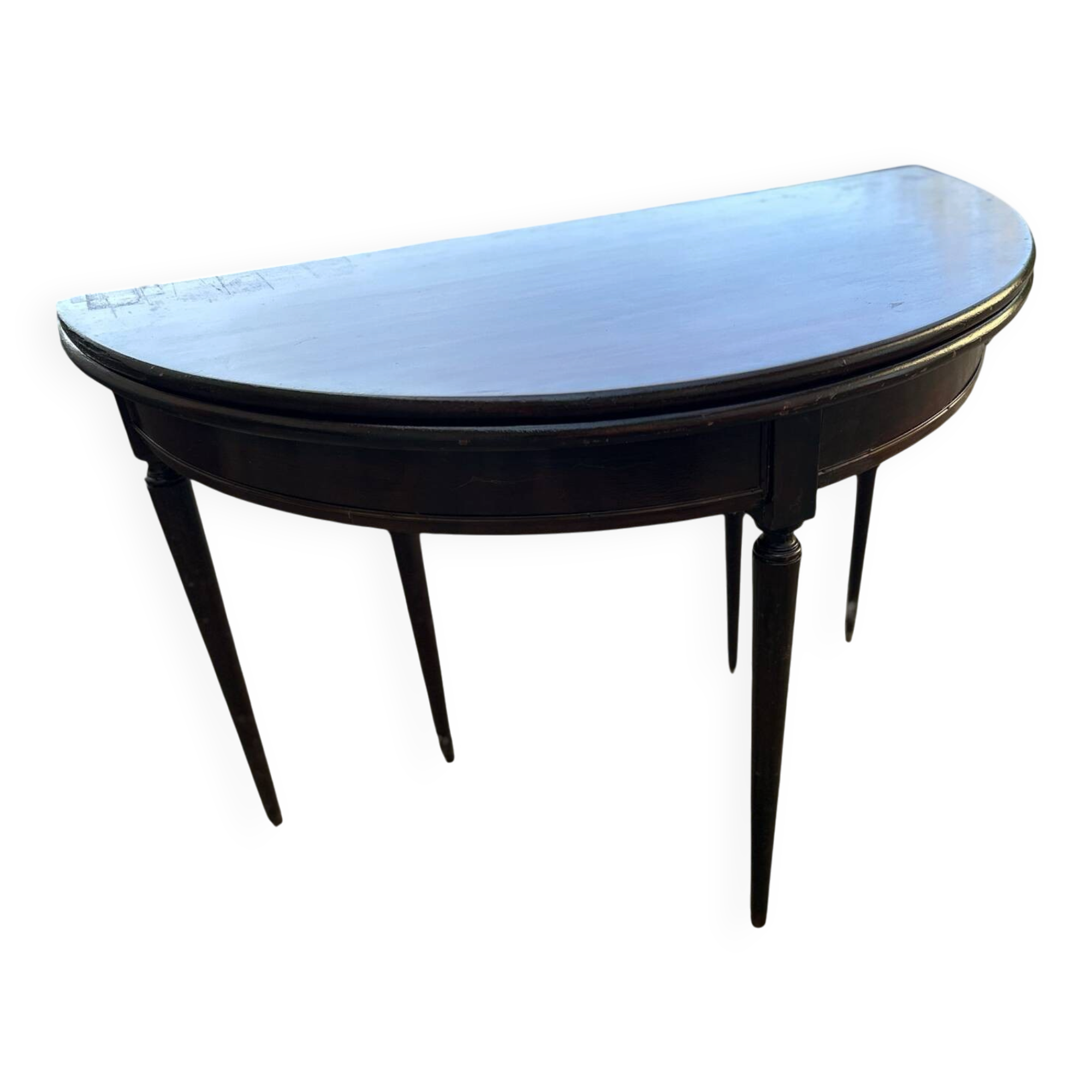 Half-moon table in mahogany, Louis XVI style.