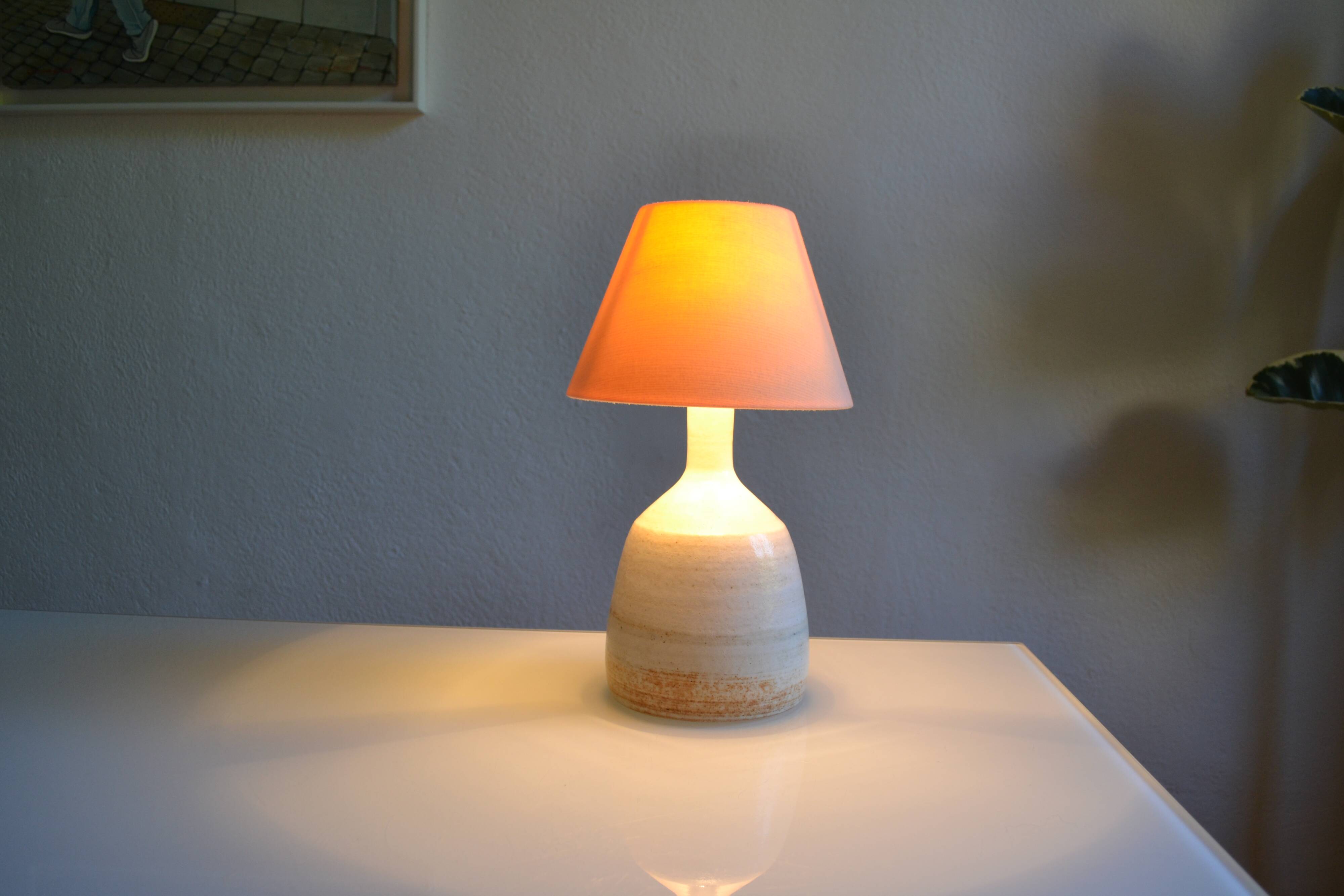 terracotta lamp base, modernist stoneware, France, 1970s