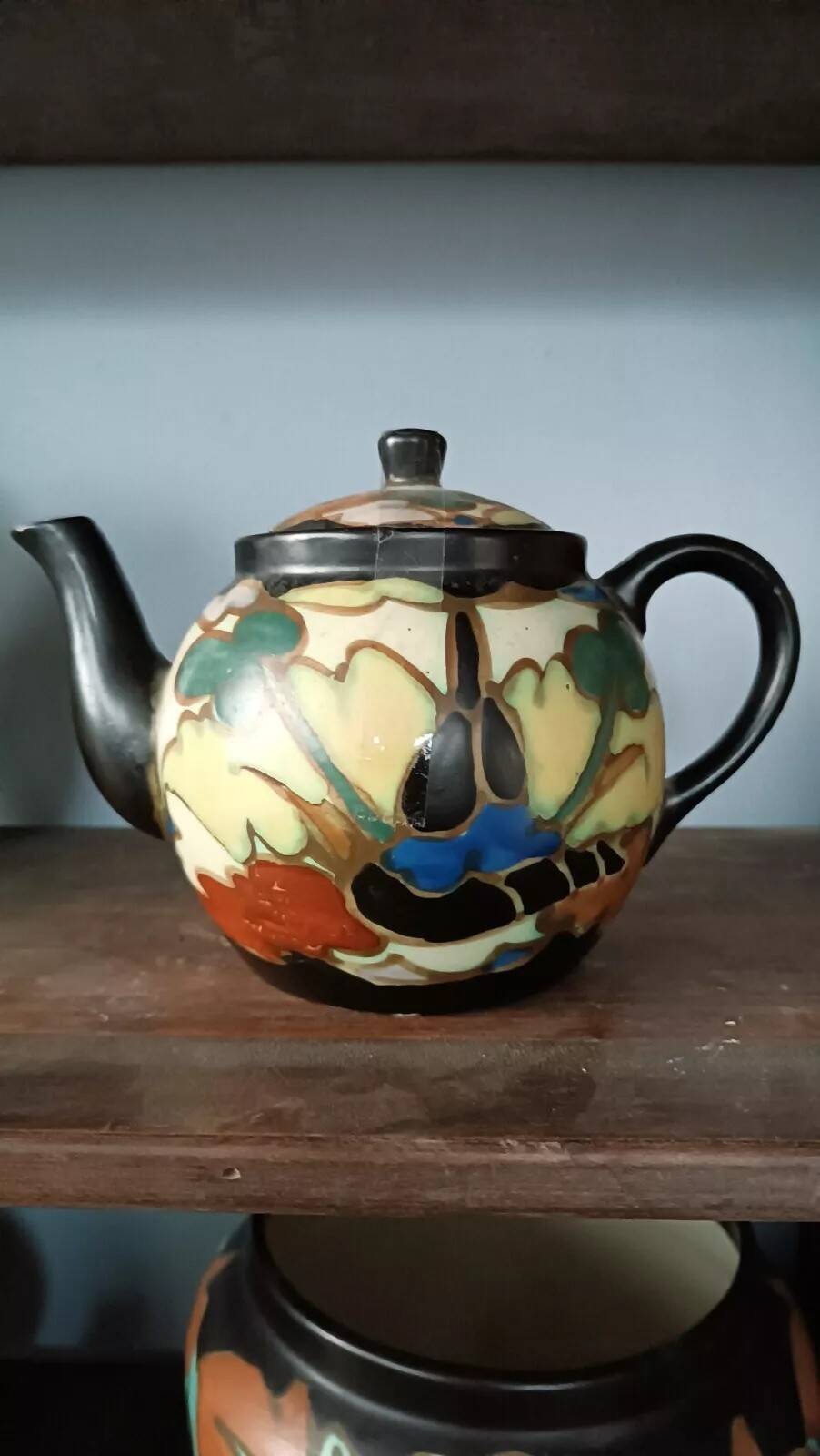 Large milk jug teapot in montoise bergen ceramic, belgium, art deco 1