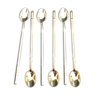 Lot de 6 cuillères dorées cocktail modèle Russe