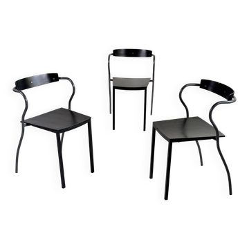 Pascal Mourgue, série de 3 chaises Artelano, 1980